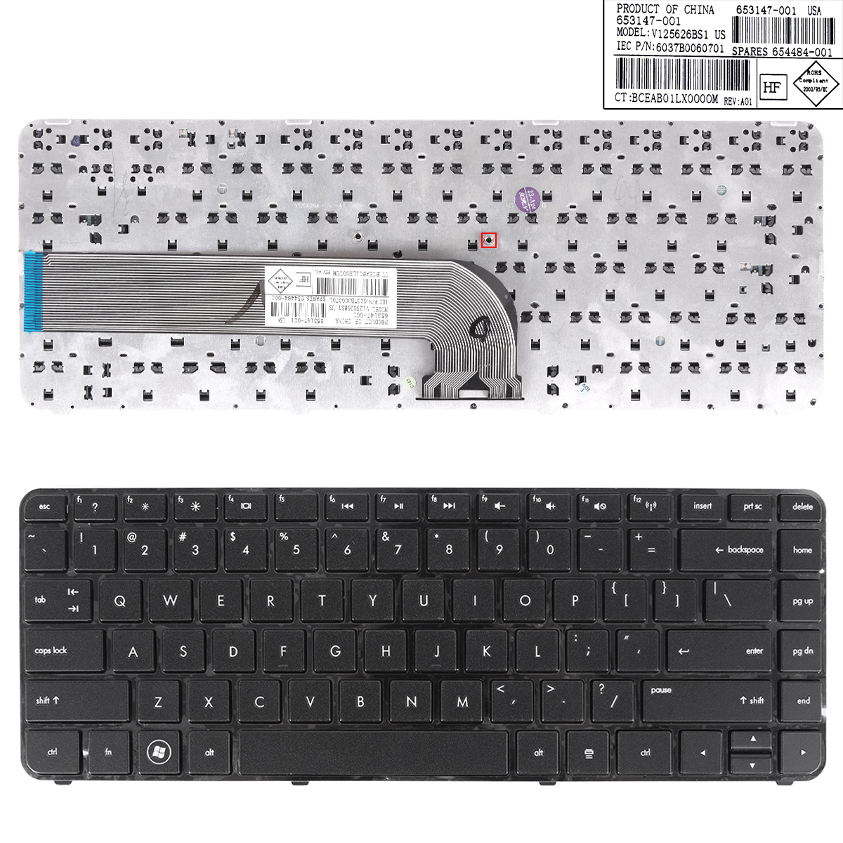 Picture of New Replacement Laptop Keyboard For HP DV4-3000 GLOSSY FRAME BLACK US Layout